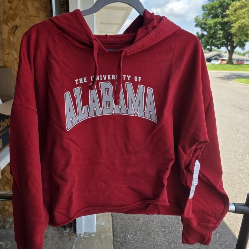 University of Alabama Red Cropped Hoodie Sweater